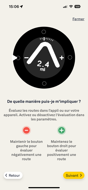 capture d'écran de l'application beeline velo 2